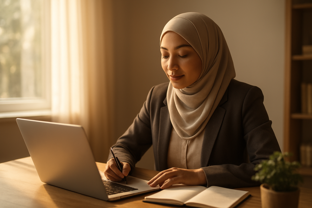 muslim professional engaging with a story