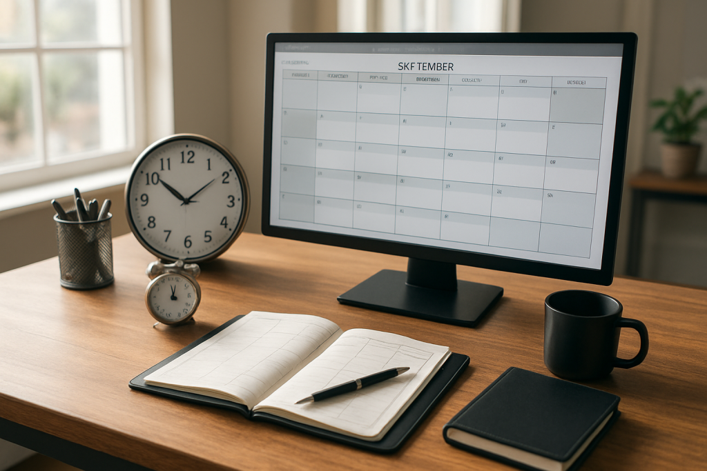 workspace organized for manajemen waktu